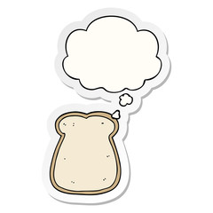 cartoon slice of bread and thought bubble as a printed sticker