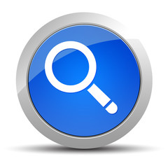 Magnifying glass icon blue round button illustration