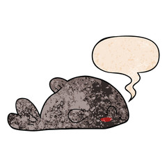 cartoon fish and speech bubble in retro texture style