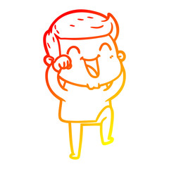 warm gradient line drawing cartoon man laughing