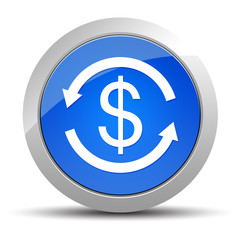 Money exchange dollar sign icon blue round button illustration