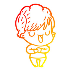 warm gradient line drawing cartoon woman talking