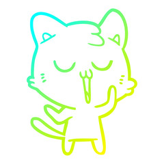 cold gradient line drawing cute cartoon cat
