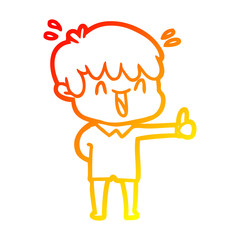 warm gradient line drawing cartoon laughing boy