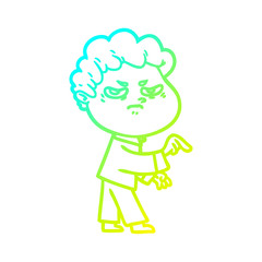 cold gradient line drawing cartoon angry man