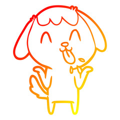 warm gradient line drawing cute cartoon dog