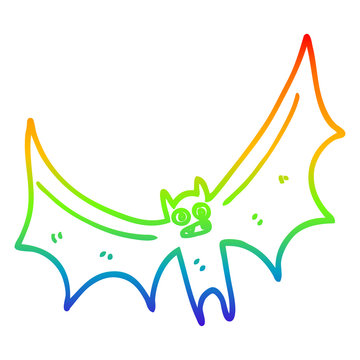 recommend clip art: rainbow gradient line drawing cartoon bat