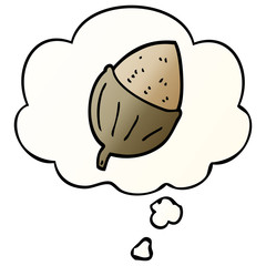 cartoon acorn and thought bubble in smooth gradient style