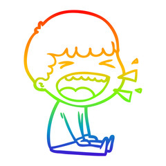 rainbow gradient line drawing cartoon laughing man