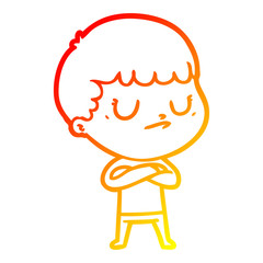 warm gradient line drawing cartoon grumpy boy
