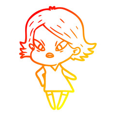 warm gradient line drawing cartoon stressed woman