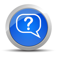 Question mark bubble icon blue round button illustration
