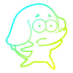 cold gradient line drawing cartoon unsure elephant