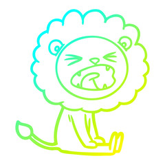 cold gradient line drawing cartoon angry lion