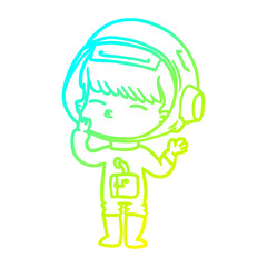 cold gradient line drawing cartoon curious astronaut wondering