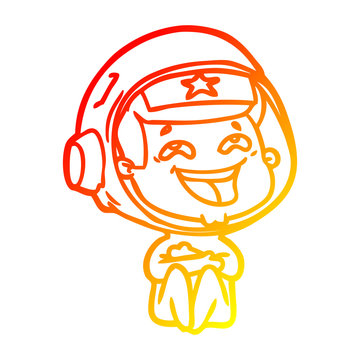 recommend clip art: warm gradient line drawing cartoon laughing astronaut