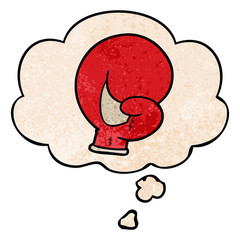 boxing glove cartoon  and thought bubble in grunge texture pattern style