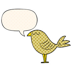 cartoon bird and speech bubble in comic book style