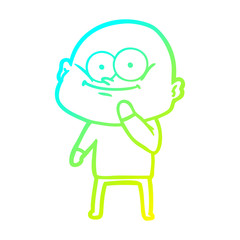 cold gradient line drawing cartoon bald man staring