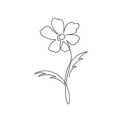 Flower one line drawing. Continuous line flower. Hand-drawn minimalist illustration. Vector.
