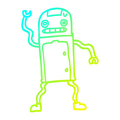 cold gradient line drawing cartoon robot