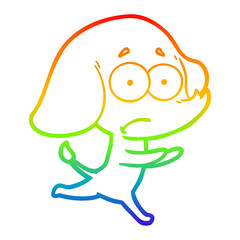 rainbow gradient line drawing cartoon unsure elephant running away