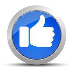 Thumbs up icon blue round button illustration