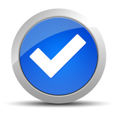 Tick mark icon blue round button illustration