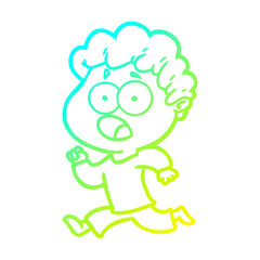 cold gradient line drawing cartoon man gasping in surprise