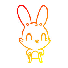 warm gradient line drawing cute cartoon rabbit