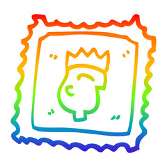 rainbow gradient line drawing carton stamp