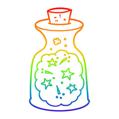 rainbow gradient line drawing cartoon magic potion
