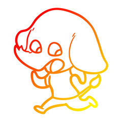 warm gradient line drawing cute cartoon elephant