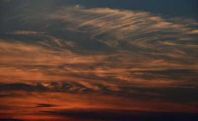 Fototapeta na wymiar Evening Clouds over Berlin and Brandenburg of September 12, 2015, Germany