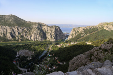 Cetina river canyon and mouth in Omis