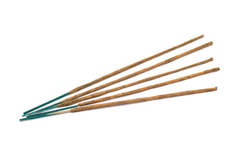 Close-up some aroma Indian Sticks isolated on white Background