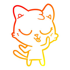 warm gradient line drawing cartoon cat