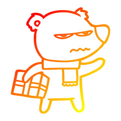 warm gradient line drawing angry bear cartoon gift