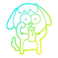 cold gradient line drawing cute cartoon dog