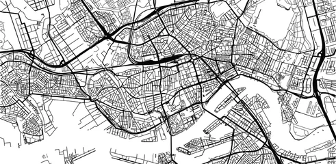 Tableaux sur verre Rotterdam Plan de la ville de vecteur urbain de Rotterdam, Pays-Bas