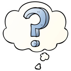 cartoon question mark and thought bubble in smooth gradient style