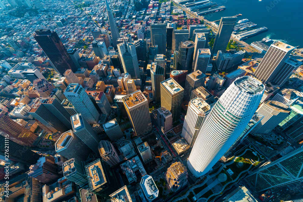 Wall mural downtown san francisco aerial view of skyscrapers