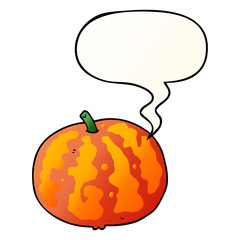 cartoon melon and speech bubble in smooth gradient style