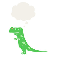 Fototapeta premium cartoon dinosaur and thought bubble in retro style
