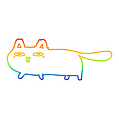 rainbow gradient line drawing cartoon sly cat