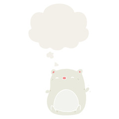 cartoon polar bear and thought bubble in retro style