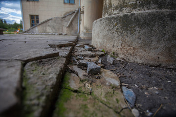 ruins of ancient greek baths, stone pillars supporting the floor, archaeological site