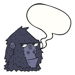 cartoon angry gorilla face and speech bubble