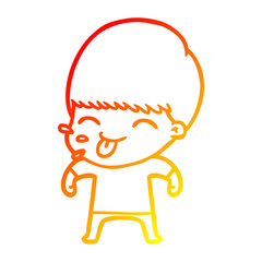 warm gradient line drawing funny cartoon boy