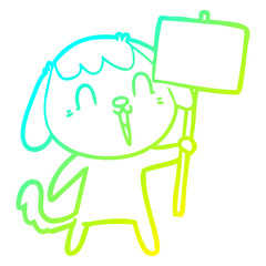 cold gradient line drawing cute cartoon dog